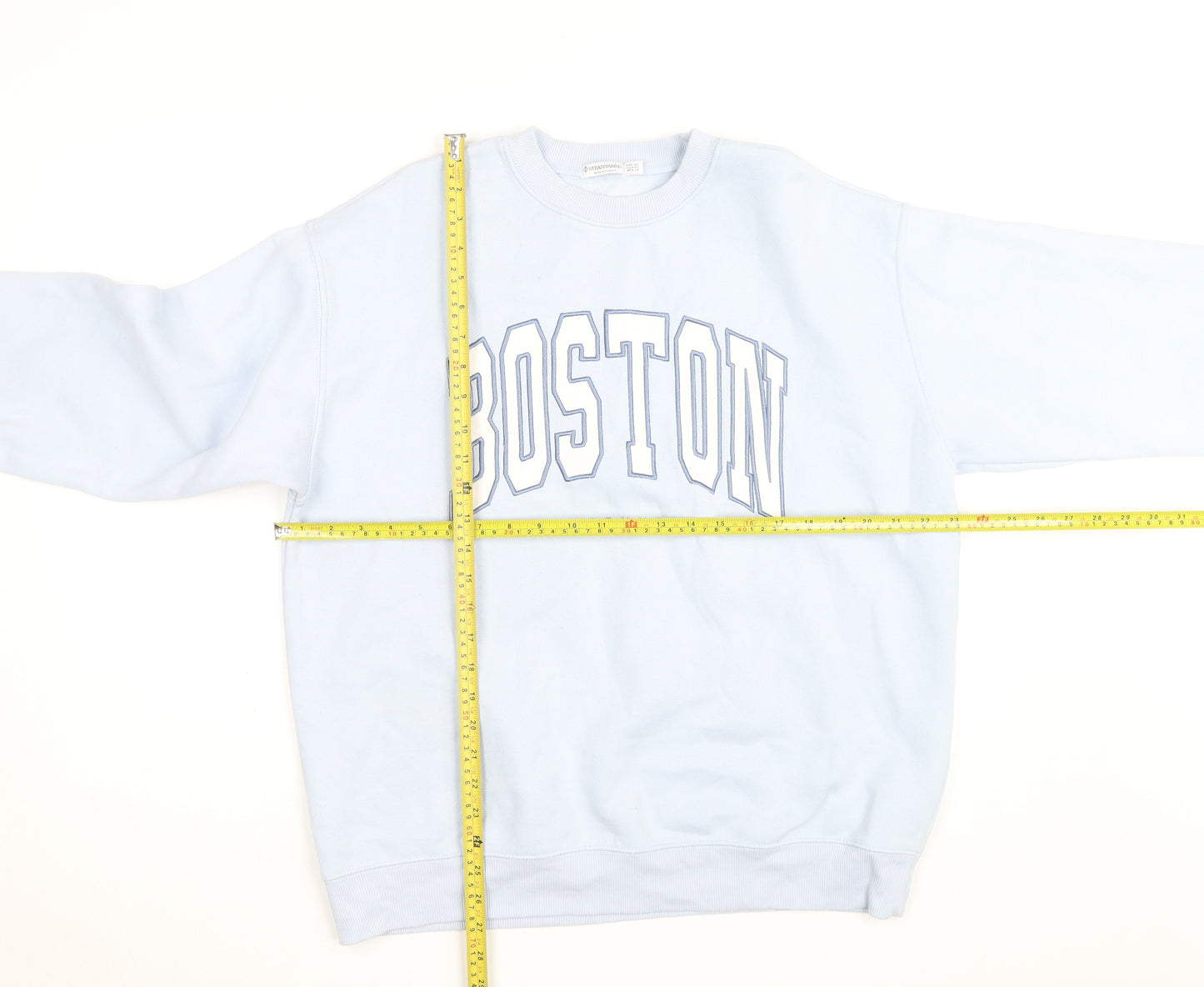 Stradivarius Unisex Blue Boston Crew Neck Sweatshirt XS