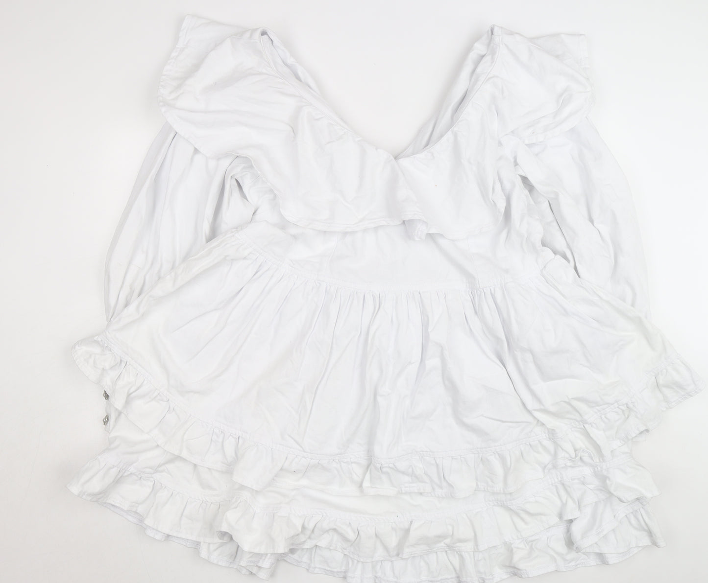 ASOS Luxe Women’s White Off Shoulder Ruffle Short Dress Size 22