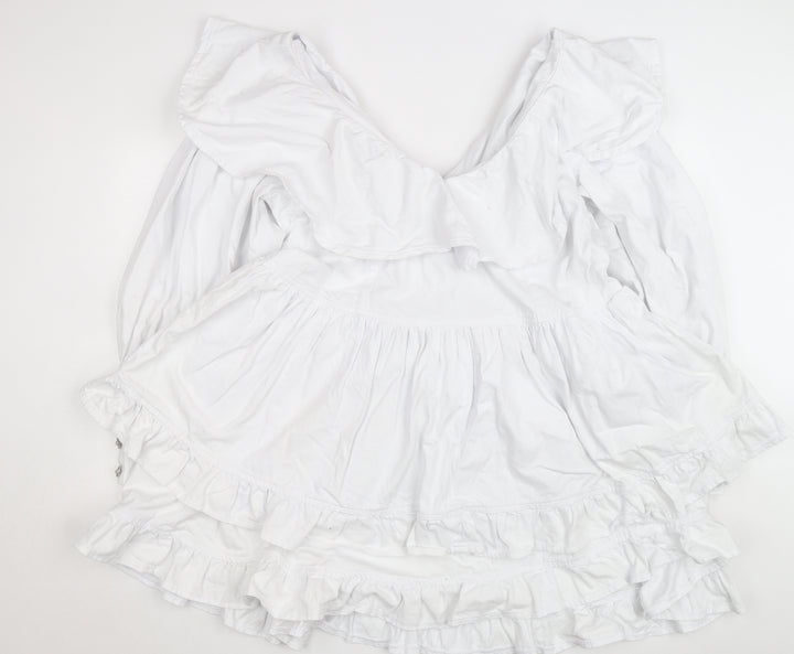 ASOS Luxe Women’s White Off Shoulder Ruffle Short Dress Size 22