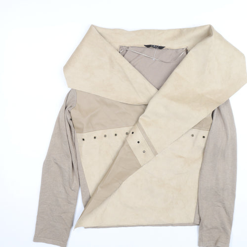 STAR by Julien Macdonald Women Beige Wool Blend Biker Jacket Size 14