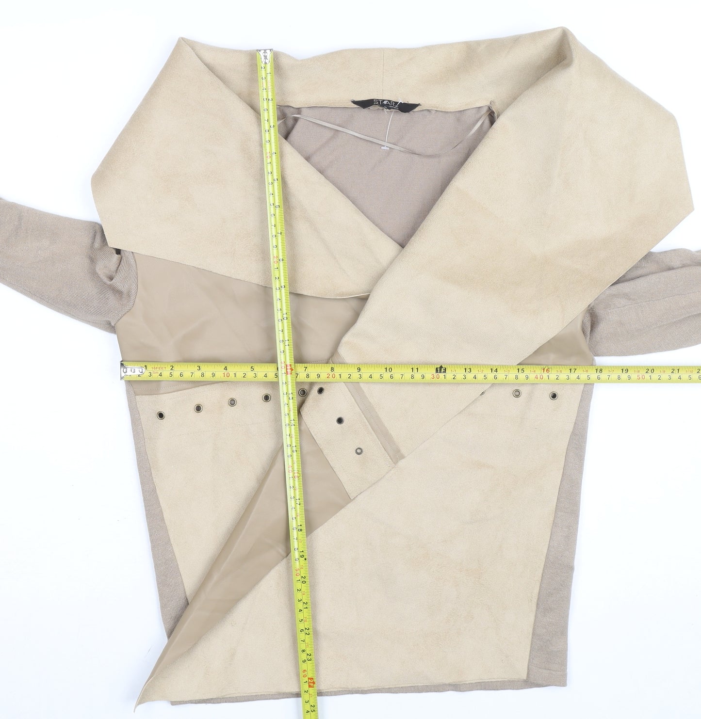 STAR by Julien Macdonald Women Beige Wool Blend Biker Jacket Size 14