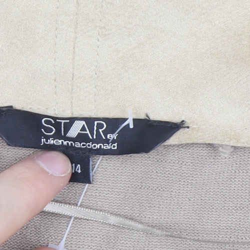 STAR by Julien Macdonald Women Beige Wool Blend Biker Jacket Size 14