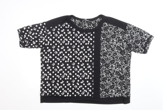Next Women's Plus Size 22 Black Floral Polka Dot Short Sleeve T-Shirt