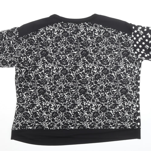 Next Women's Plus Size 22 Black Floral Polka Dot Short Sleeve T-Shirt