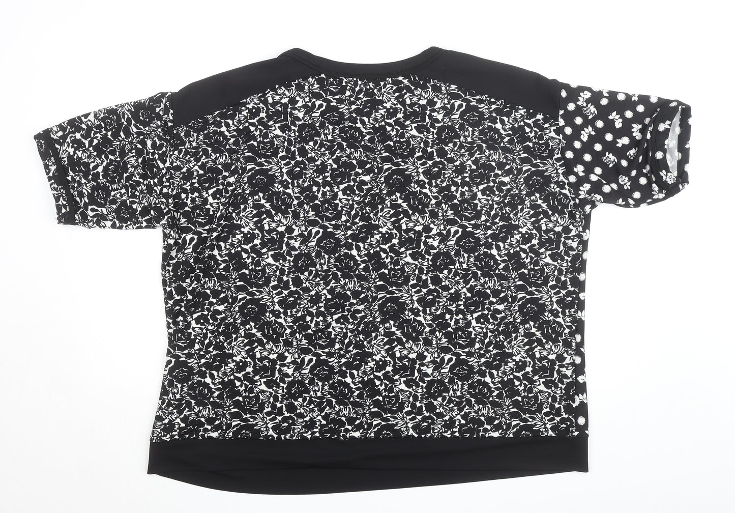 Next Women's Plus Size 22 Black Floral Polka Dot Short Sleeve T-Shirt