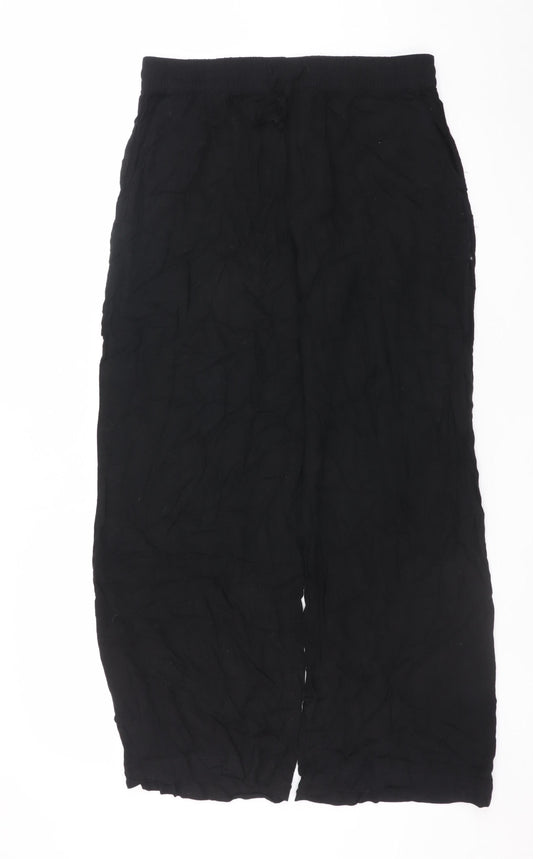 H&M Divided Women's Black Viscose Wide-Leg Trousers Size 12