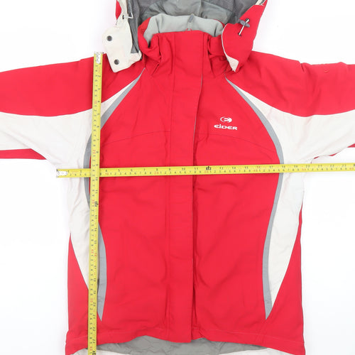 Eider Men's Red Waterproof Ski Jacket Size 38 Hooded Winter Coat