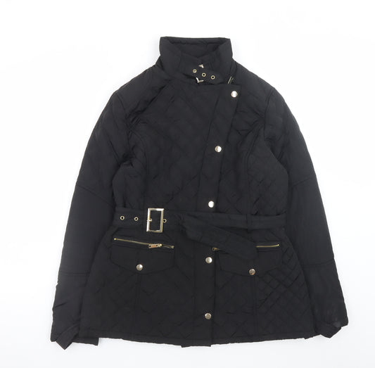 St. Bernard for Dunnes Stores Womens Black Quilted Belted Jacket Size 14