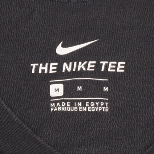 Nike Men Black Graphic Sports T-Shirt Medium Cotton Crew Neck