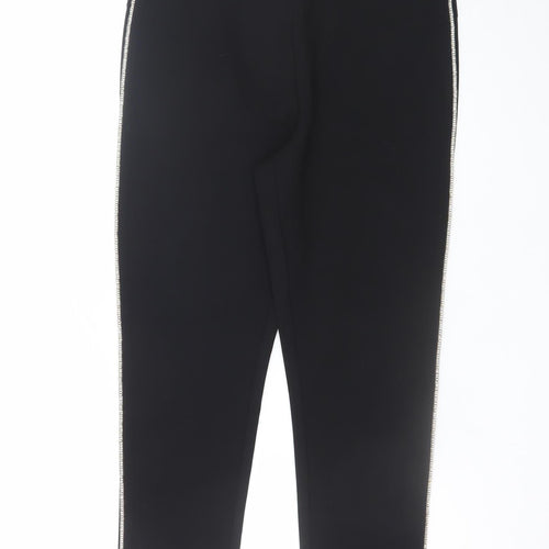 Zara Women Black XL Stretch Skinny Leggings Trousers with Side Zip Trim
