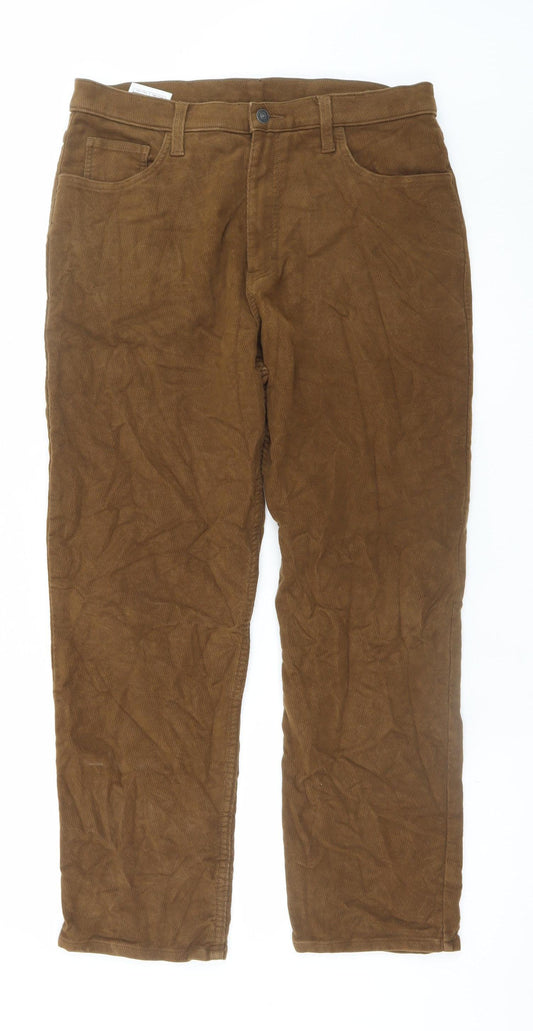 Marks and Spencer Mens Brown Corduroy Chino Trousers 36W 29L