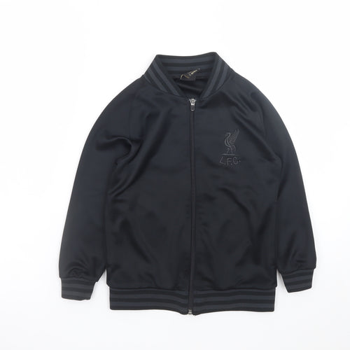 Liverpool F.C. Boys Black Track Jacket 7-8 Years Full Zip Lightweight Polyester