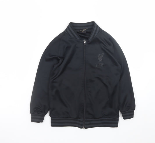 Liverpool F.C. Boys Black Track Jacket 7-8 Years Full Zip Lightweight Polyester