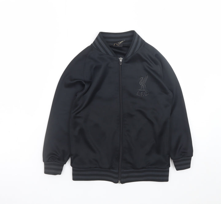 Liverpool F.C. Boys Black Track Jacket 7-8 Years Full Zip Lightweight Polyester