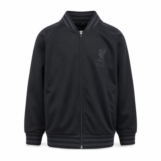 Liverpool F.C. Boys Black Track Jacket 7-8 Years Full Zip Lightweight Polyester