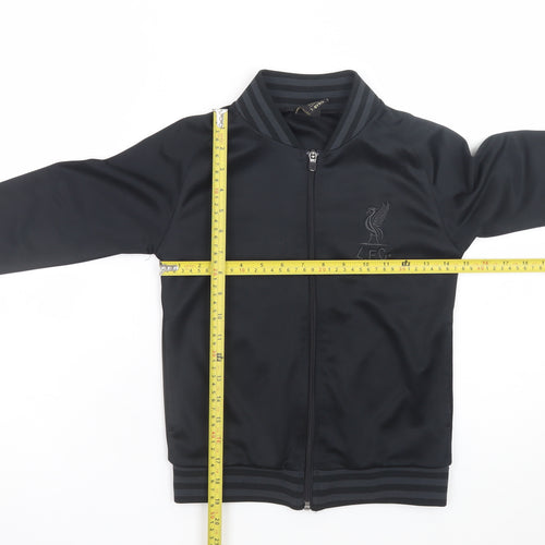 Liverpool F.C. Boys Black Track Jacket 7-8 Years Full Zip Lightweight Polyester