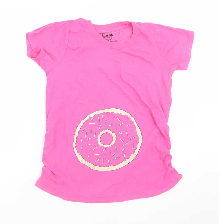 Crazy Dog Women's Pink Donut Print T-Shirt Size S