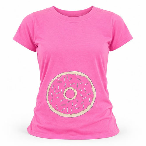 Crazy Dog Women's Pink Donut Print T-Shirt Size S