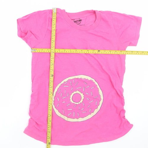 Crazy Dog Women's Pink Donut Print T-Shirt Size S