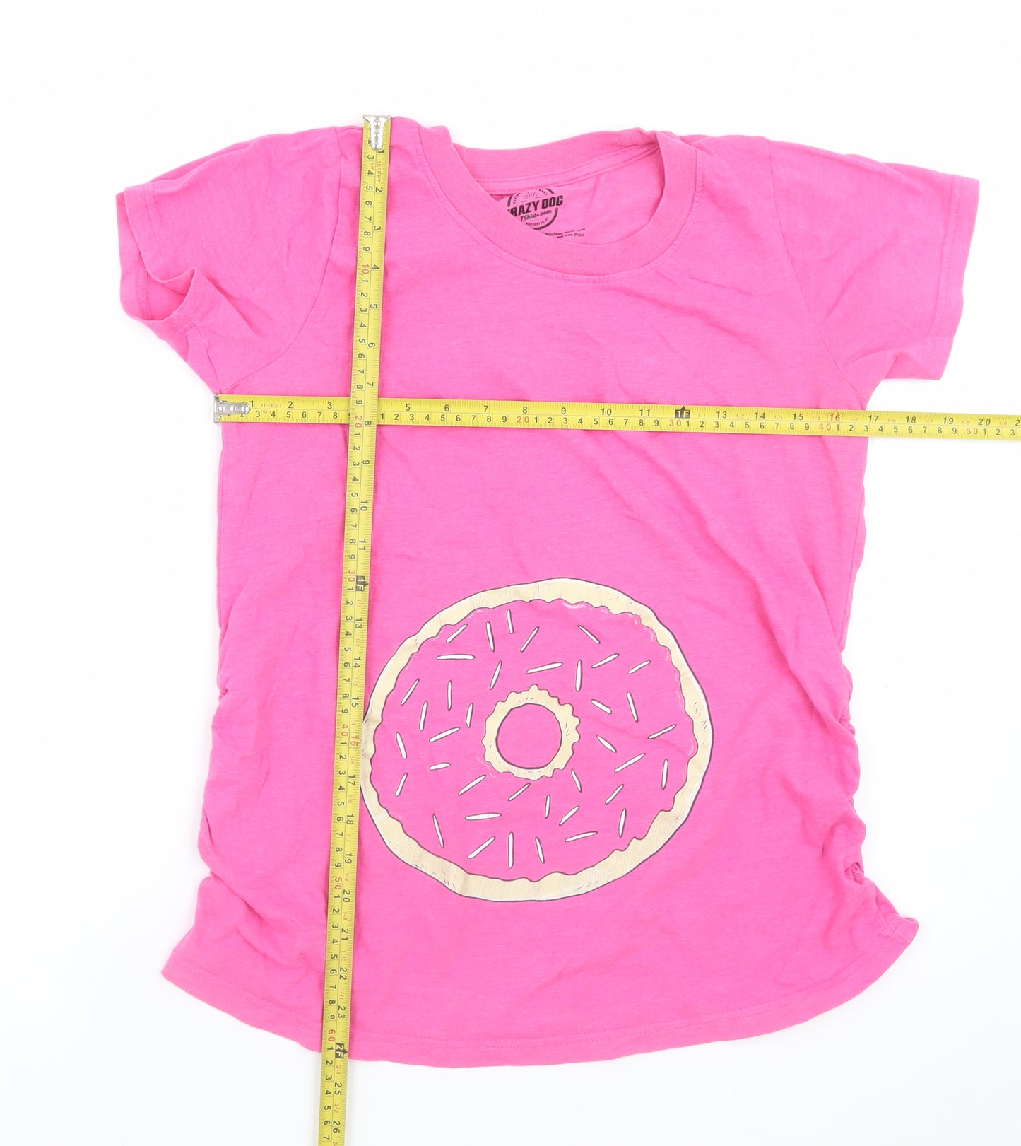 Crazy Dog Women's Pink Donut Print T-Shirt Size S