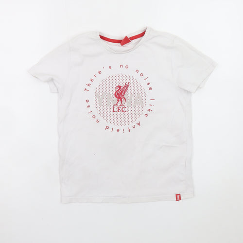 Liverpool FC Boys White T-Shirt 9-10 Years Short Sleeve Crew Neck Cotton