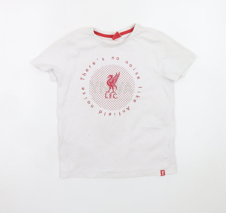 Liverpool FC Boys White T-Shirt 9-10 Years Short Sleeve Crew Neck Cotton