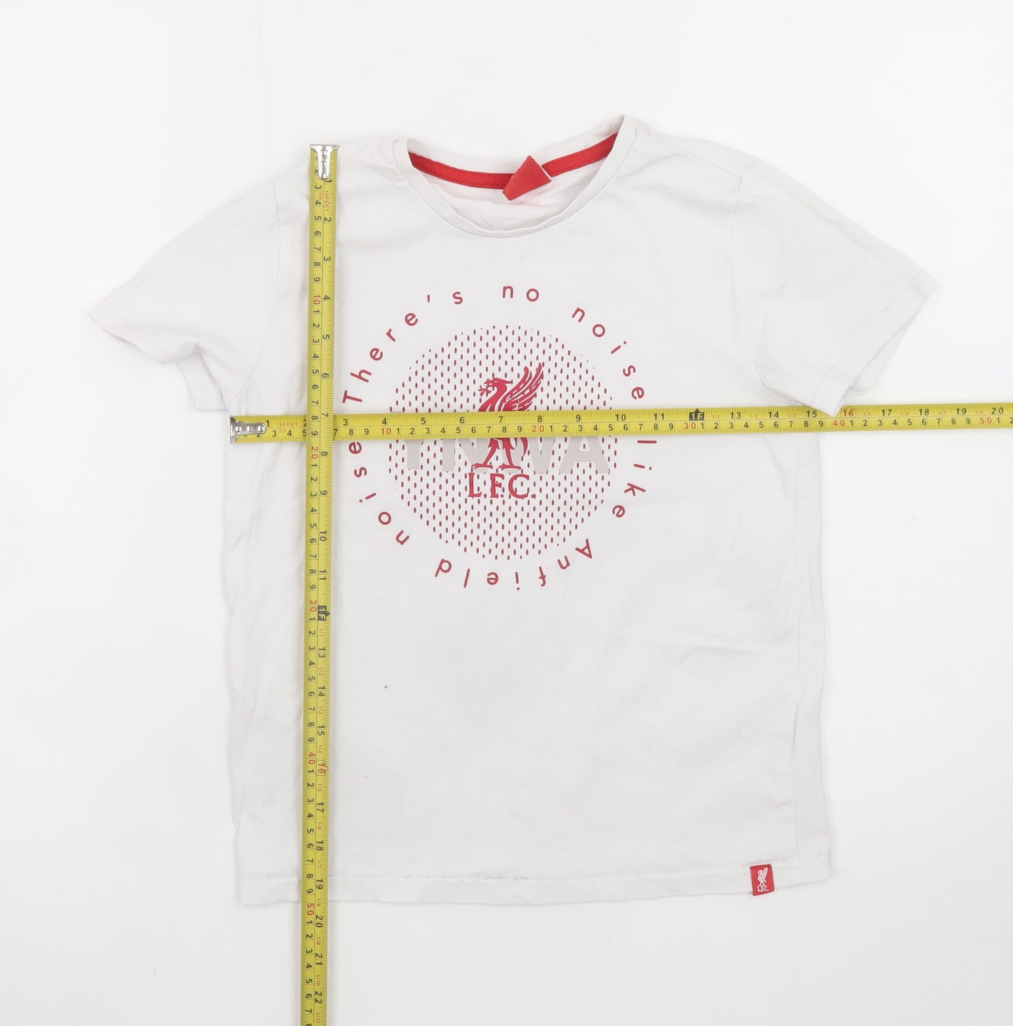 Liverpool FC Boys White T-Shirt 9-10 Years Short Sleeve Crew Neck Cotton