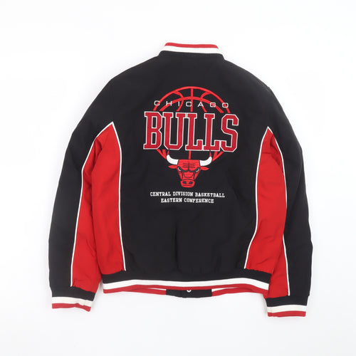 NBA Boys Chicago Bulls Black Red Varsity Jacket 10-11 Years Lined Polyester