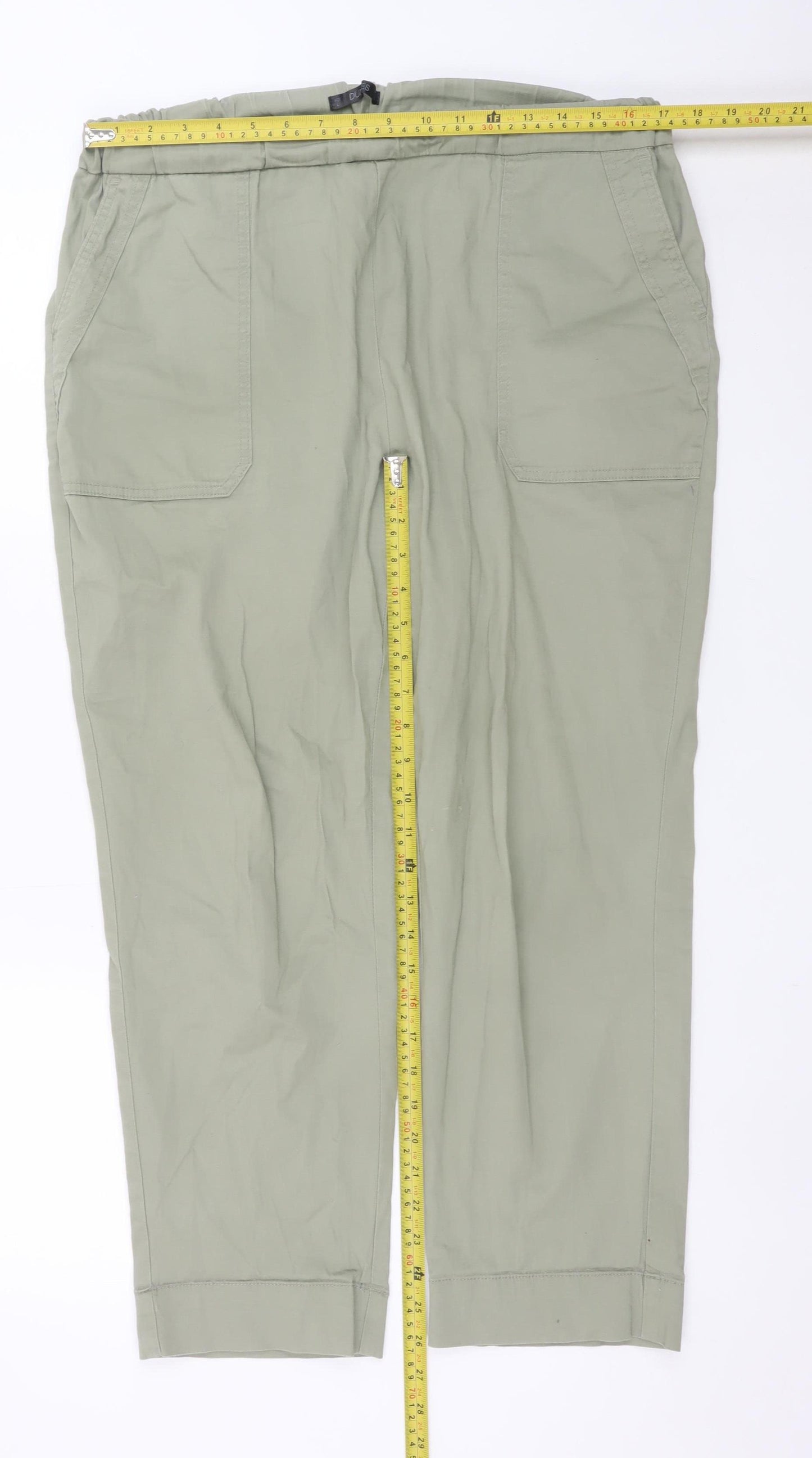 Dunnes Stores Women’s Green Cropped Cotton Trousers L