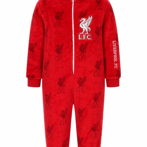 Liverpool FC Boys Red Hooded Fleece One Piece Pyjama 3-3.5 Years