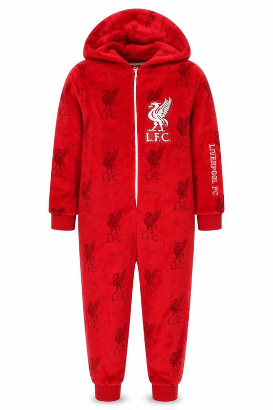 Liverpool FC Boys Red Hooded Fleece One Piece Pyjama 3-3.5 Years