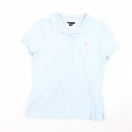 Tommy Hilfiger Women Blue Polo Shirt M Collared Slim Fit