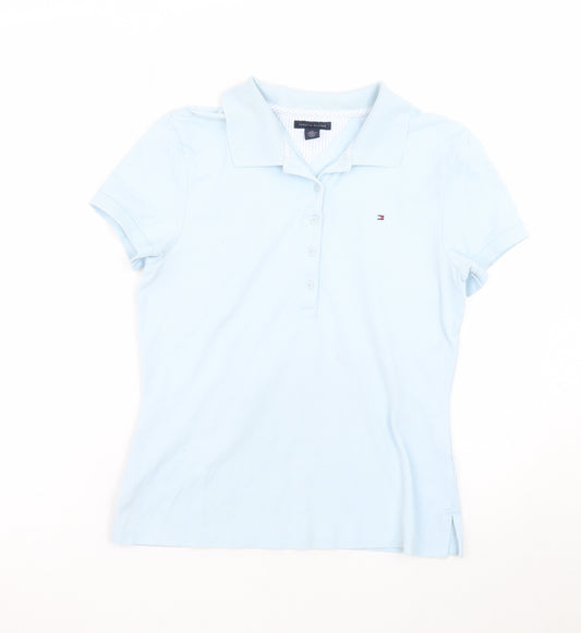 Tommy Hilfiger Women Blue Polo Shirt M Collared Slim Fit