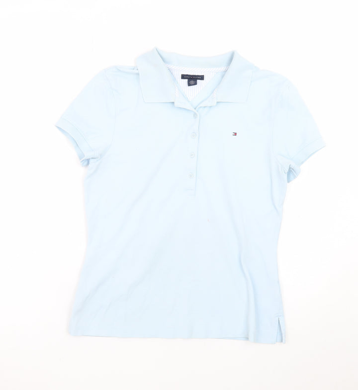 Tommy Hilfiger Women Blue Polo Shirt M Collared Slim Fit