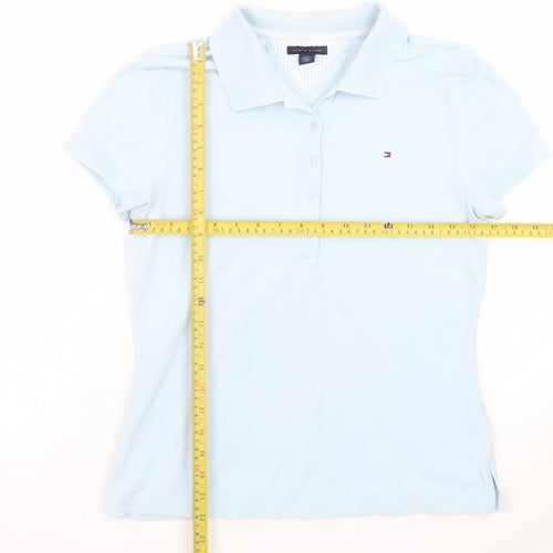 Tommy Hilfiger Women Blue Polo Shirt M Collared Slim Fit