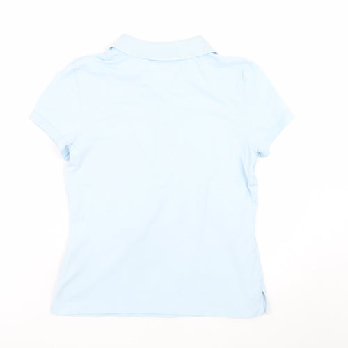 Tommy Hilfiger Women Blue Polo Shirt M Collared Slim Fit