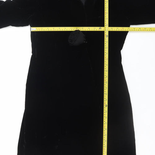 St Bernard Women Black Size 12 Velvet Sheath Dress Long Sleeve Formal