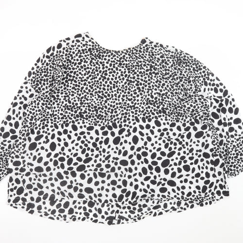 Masai Women Black White Animal Print Viscose Tunic Blouse XL