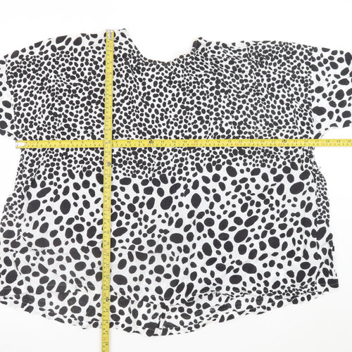 Masai Women Black White Animal Print Viscose Tunic Blouse XL