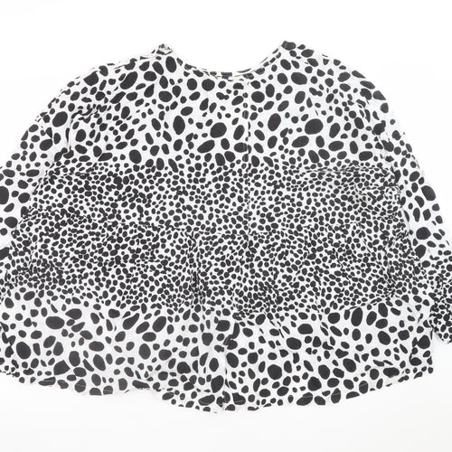 Masai Women Black White Animal Print Viscose Tunic Blouse XL