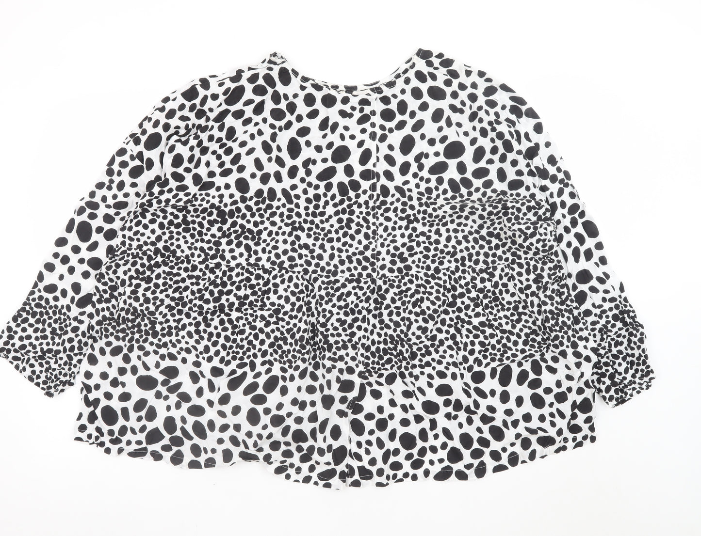 Masai Women Black White Animal Print Viscose Tunic Blouse XL