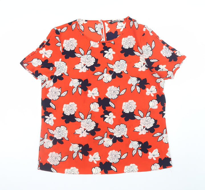 Debenhams Women’s Orange Floral Short Sleeve Blouse Size 16