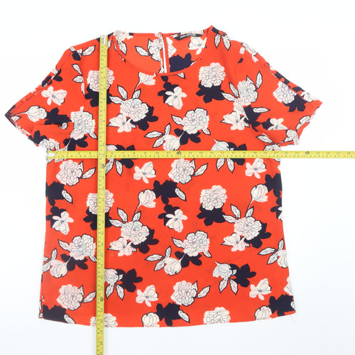 Debenhams Women’s Orange Floral Short Sleeve Blouse Size 16