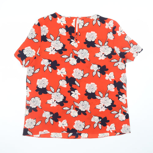 Debenhams Women’s Orange Floral Short Sleeve Blouse Size 16