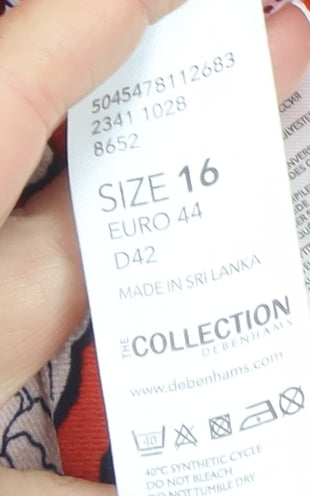 Debenhams Women’s Orange Floral Short Sleeve Blouse Size 16