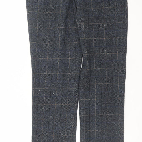 Marc Darcy Men's Blue Checked Dress Pants 32R Regular Fit