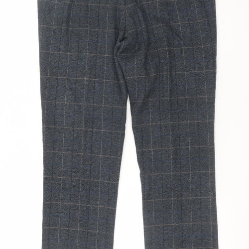 Marc Darcy Men's Blue Checked Dress Pants 32R Regular Fit