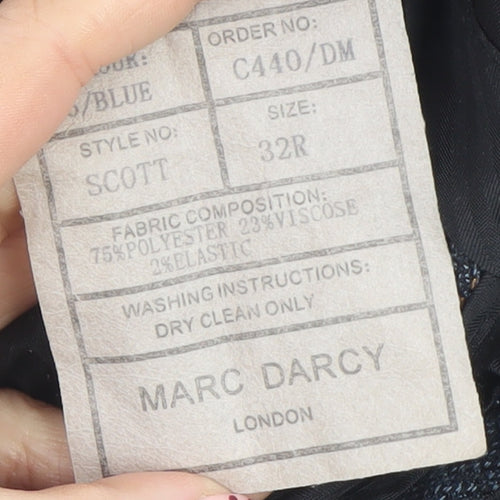 Marc Darcy Men's Blue Checked Dress Pants 32R Regular Fit