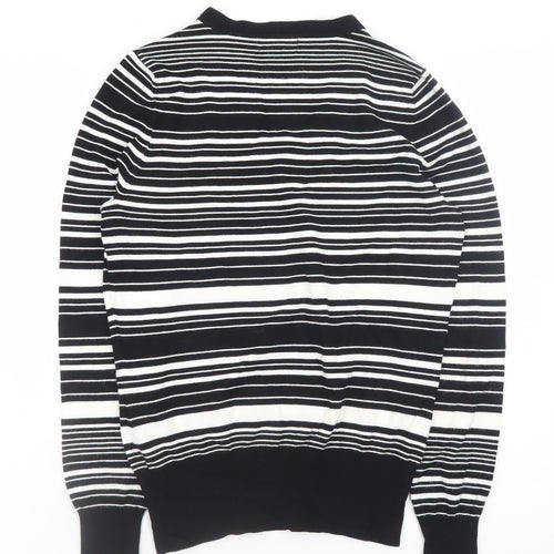 Debenhams Women’s Black Striped V-Neck Knit Jumper Size 14