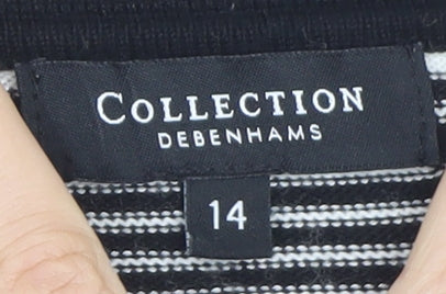 Debenhams Women’s Black Striped V-Neck Knit Jumper Size 14